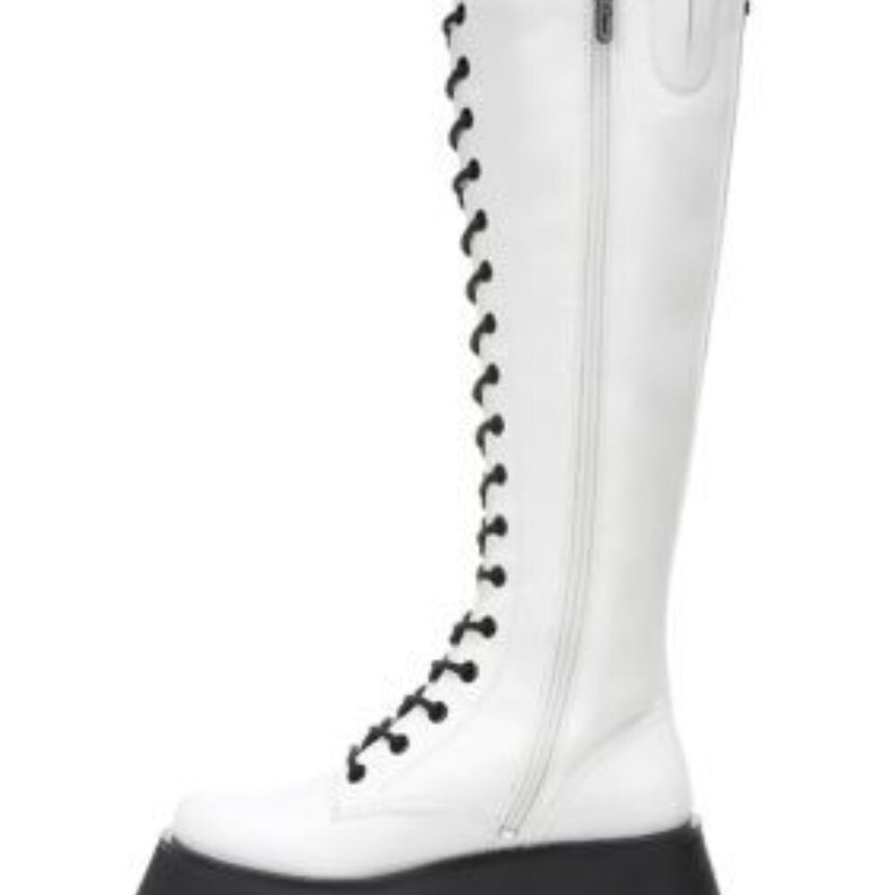 NWOT SAM EDELMAN CIRCUS "LILAH" WHITE LACE UP CHUNKY BOOTS